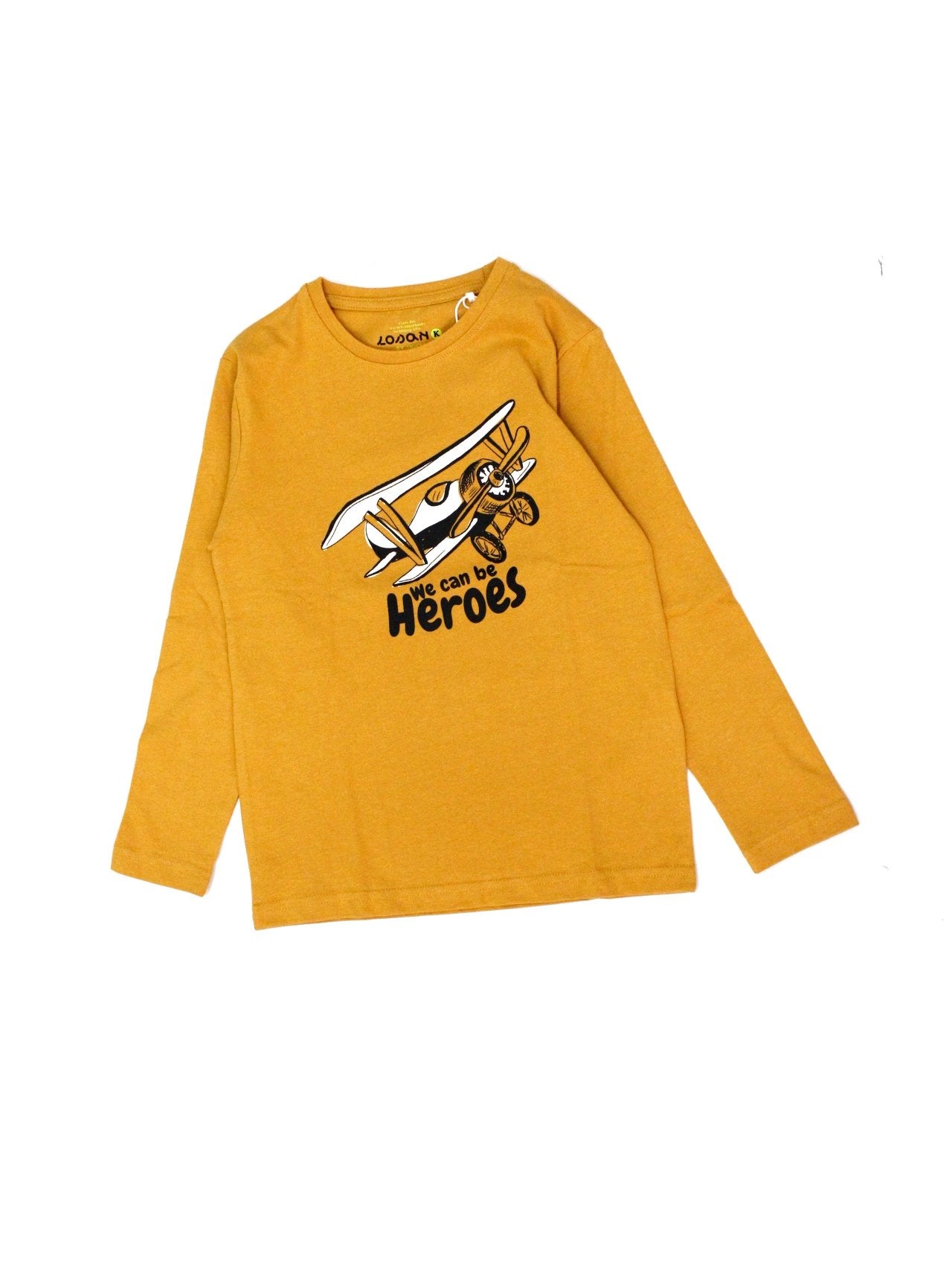 camiseta manga larga color mostaza "we can be heroes"