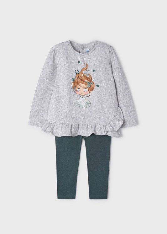 conjunto leggins con y camiseta olan en la cintura