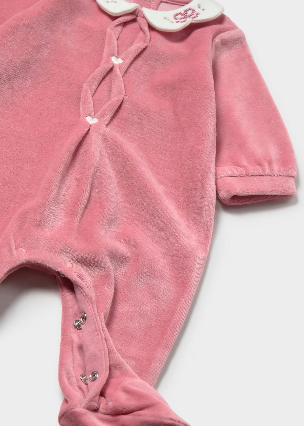 Pelele manga larga terciopelo rosa cipria