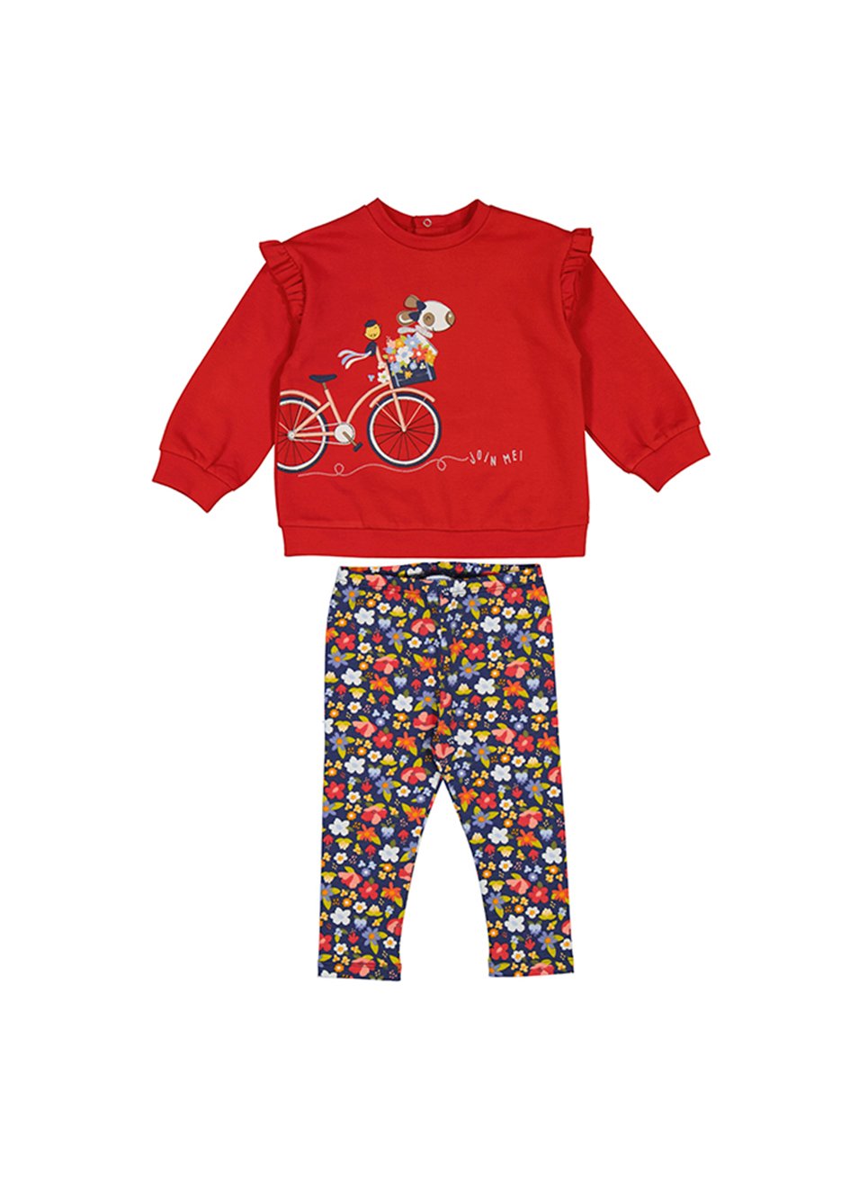 conjunto sueter color rojo y leggins flores