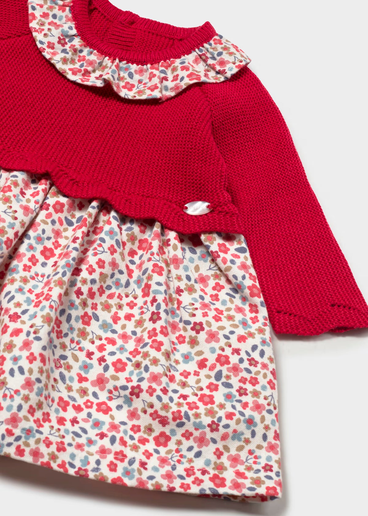vestido tricot combinado color rojo