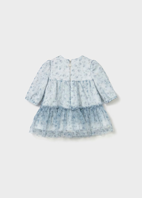 Vestido tul azul mineral