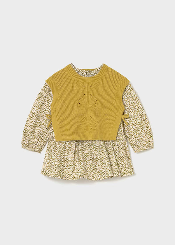 Vestido con chaleco Verde Aceite