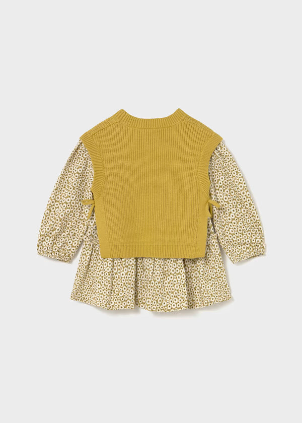 Vestido con chaleco Verde Aceite