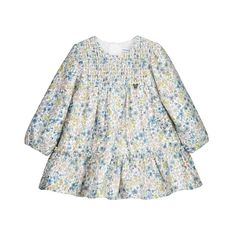 Vestido terciopelo estampado flores anis