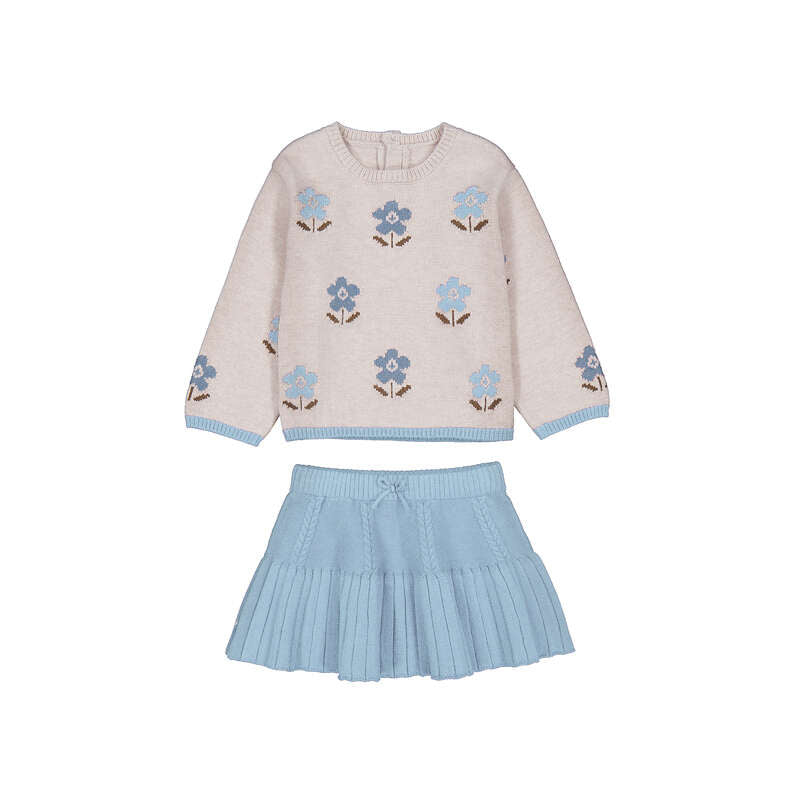 Conjunto falda y jersey intarsia azul colibrí
