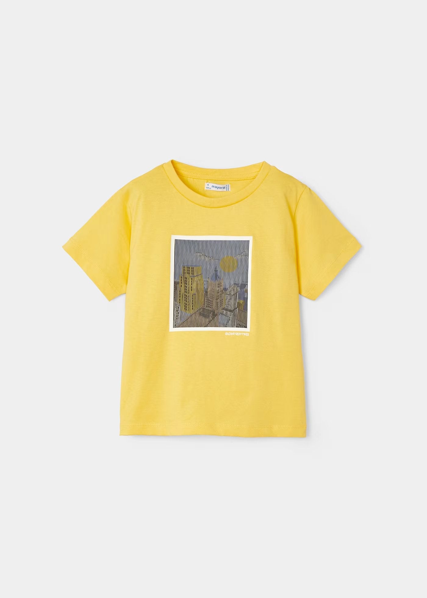 camiseta mayoral print holograma, vacay mood, color amarilo