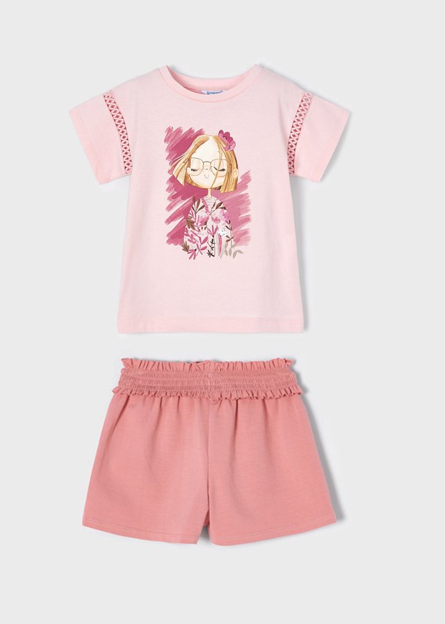 set de short y camiseta tonos rosas