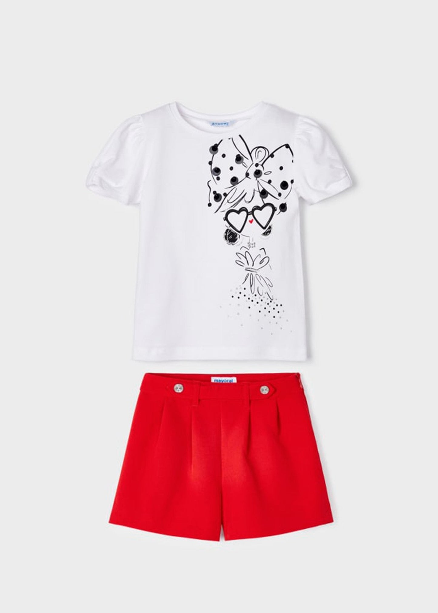 set playera corazón con short rojo