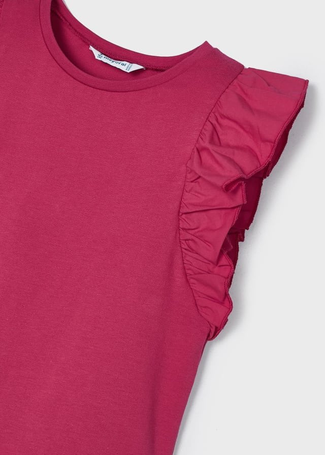 set camiseta ruffle con falda a rayas