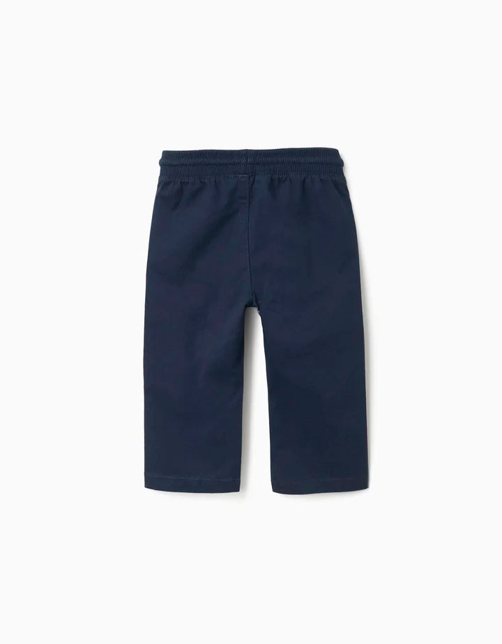 Pantalón ajustado de sarga con cordón para bebé niño, azul marino