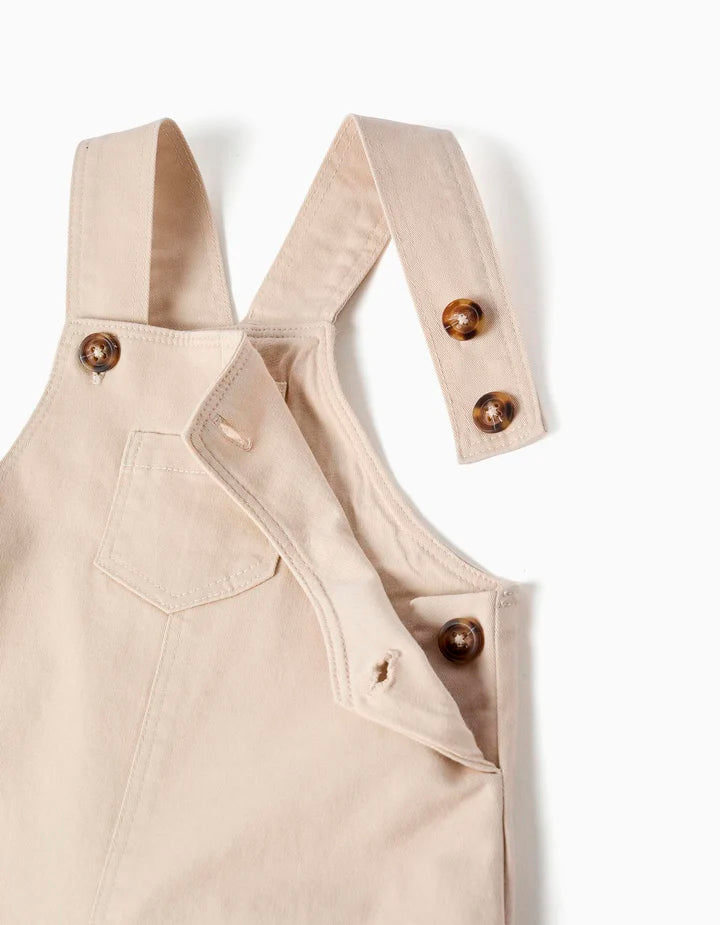 Peto de sarga con bolsillo delantero para recién nacido, beige claro