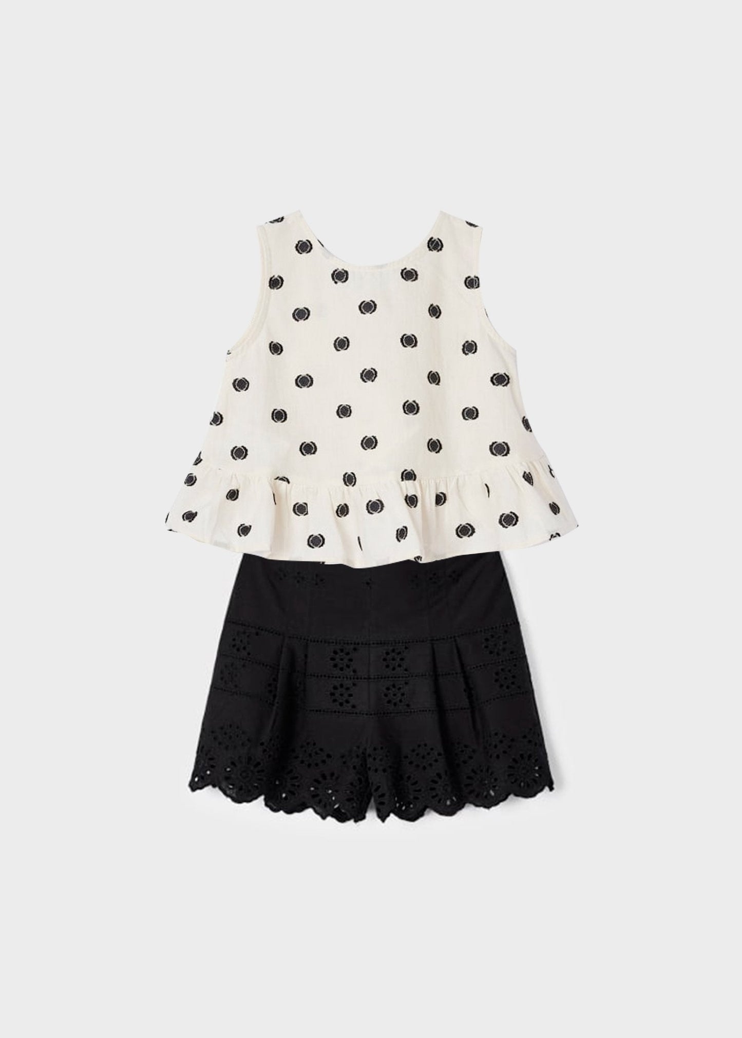 set blusa estampado con short perforaciones