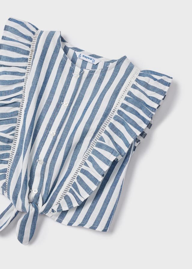 set blusa con falda de algodón a rayas
