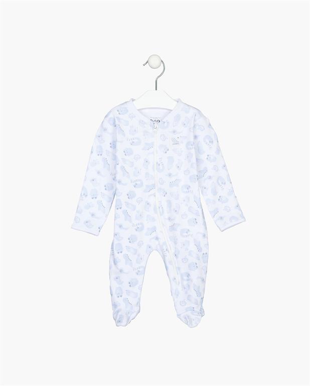 pelele blanco print gatitos azules