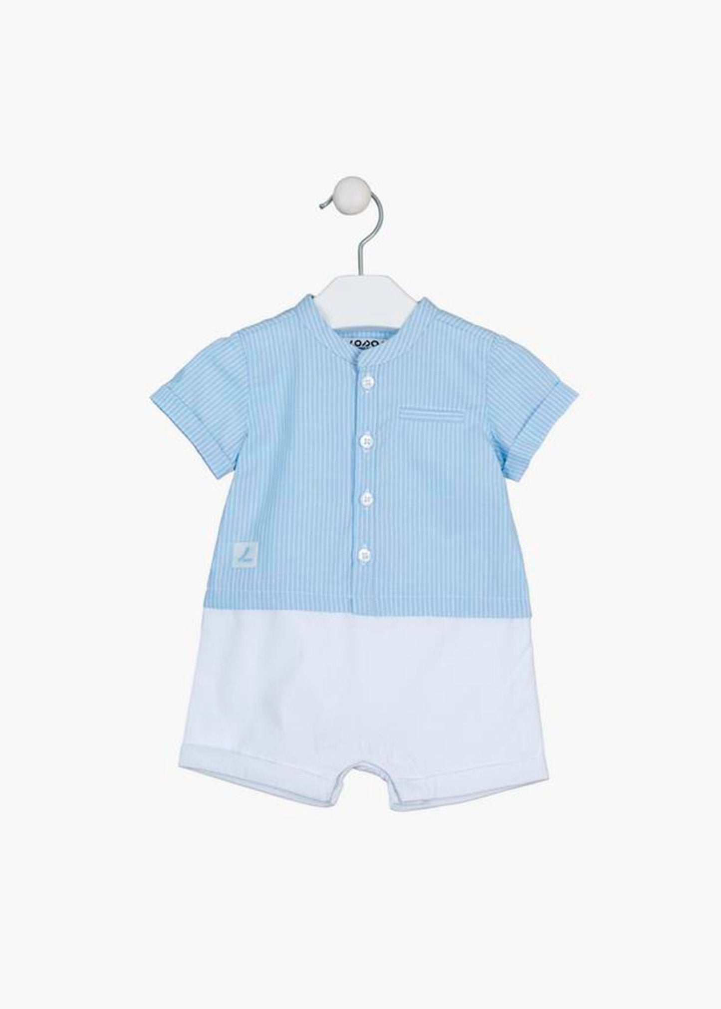 conjunto short y camisa lino azul