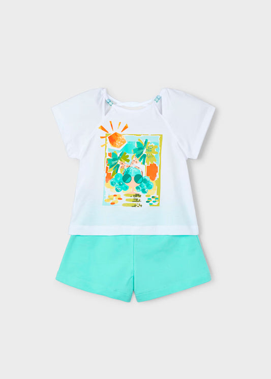 Conjunto short y playera día soleado, niña