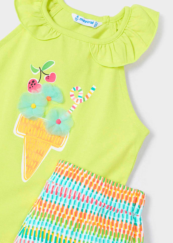 Conjunto short y playera helado limón, niña