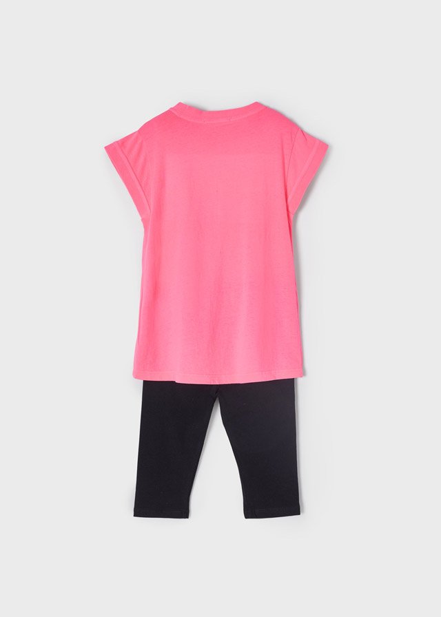 conjunto leggings corto camiseta rosa