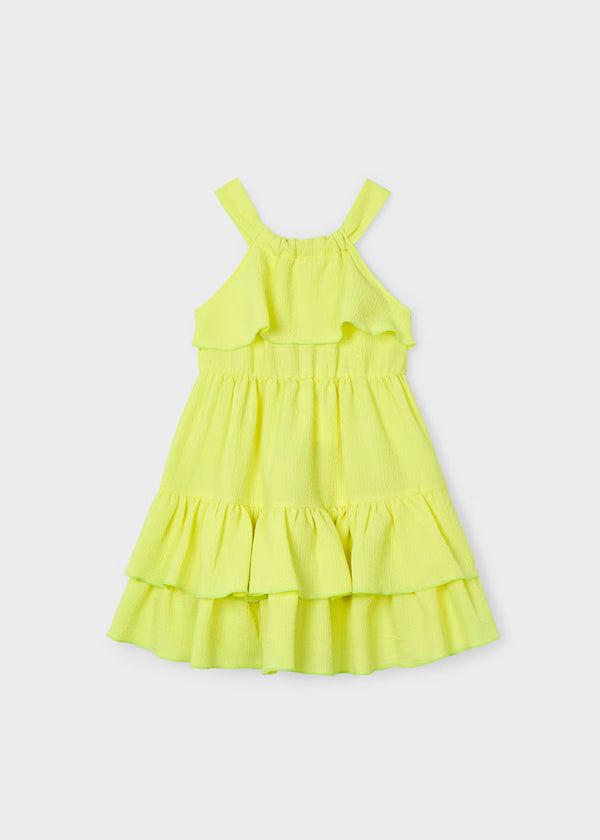 Vestido tirantes citrón lima de holanes