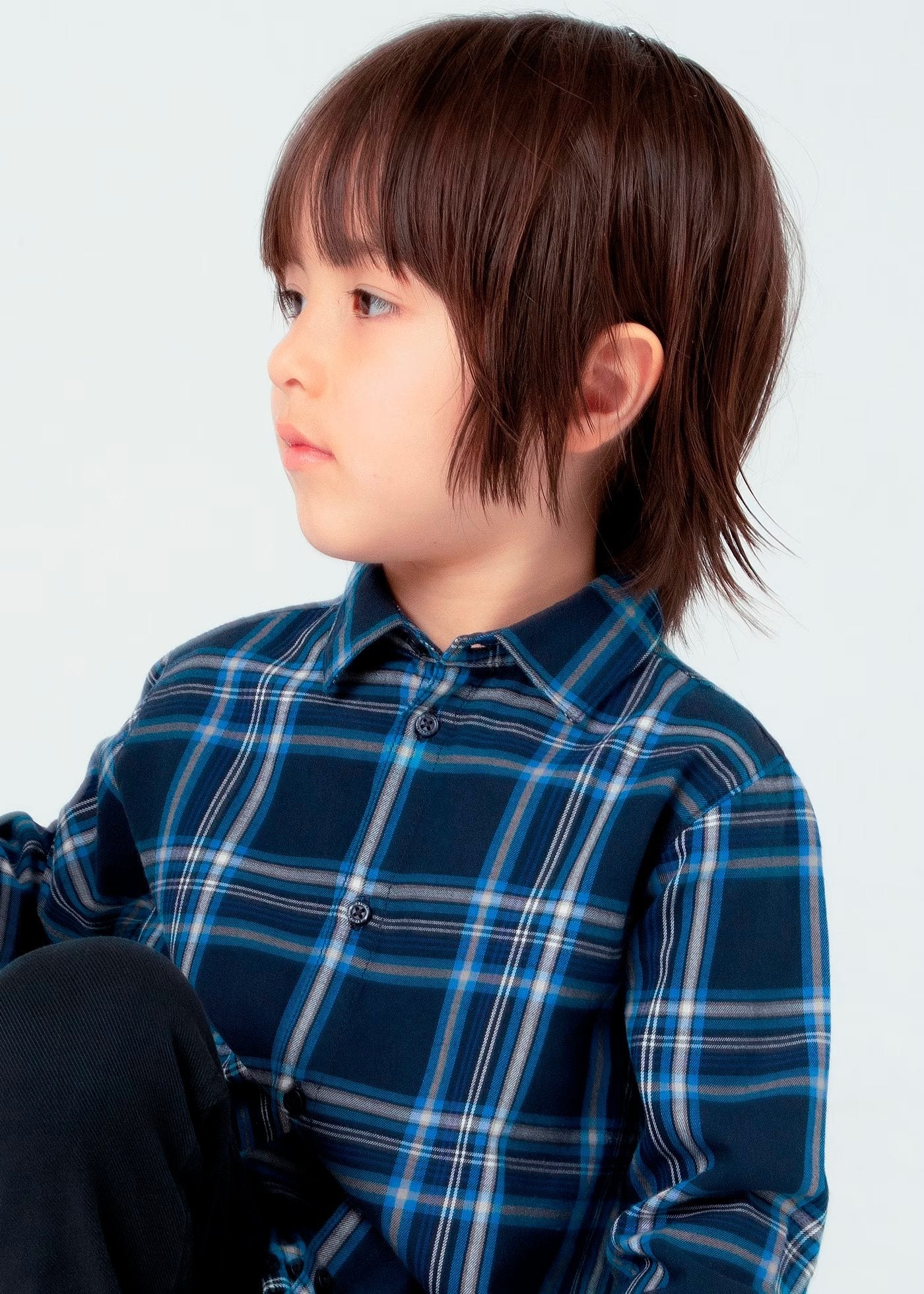camisa manga larga, a cuadros tonos azules