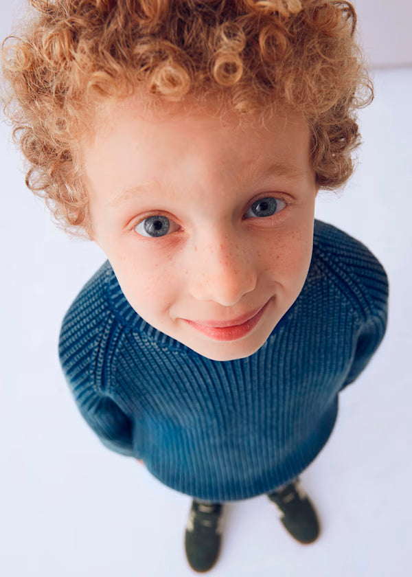 Jersey de punto cuello redondo, azul