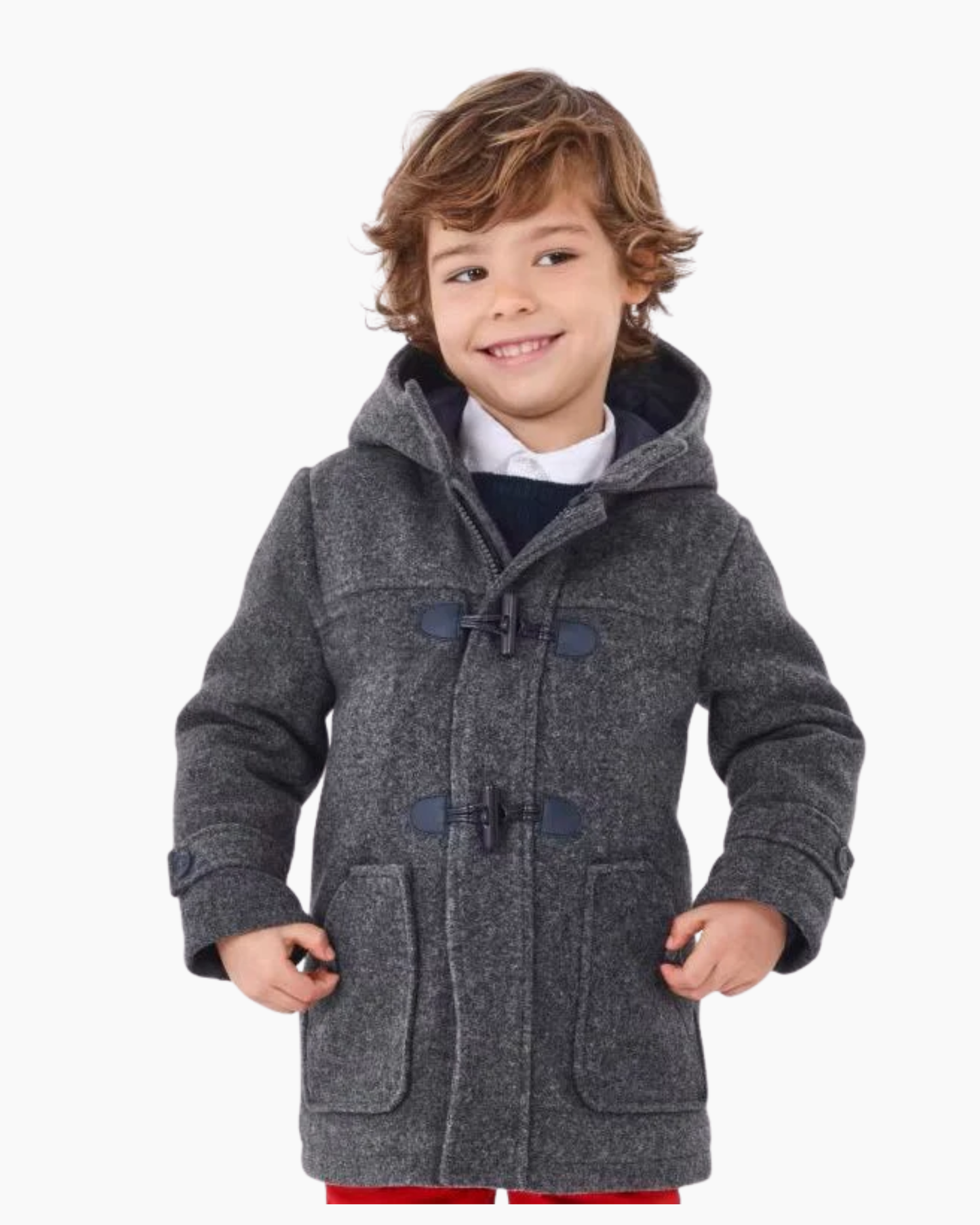 Abrigo capucha asfalto 2 botones vigore plomo