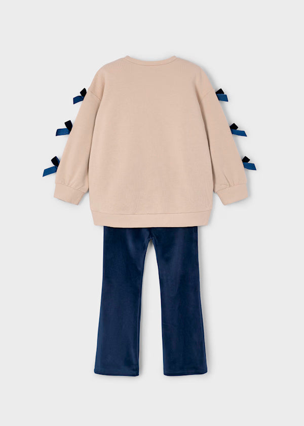 Conjunto legging y sudadera lazos azul