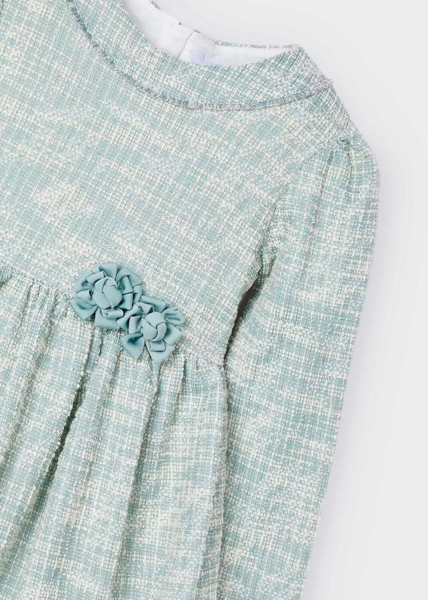 vestido jade manga larga, 2 flores