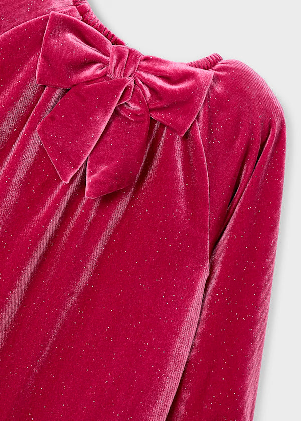 Vestido terciopelo brillo cereza