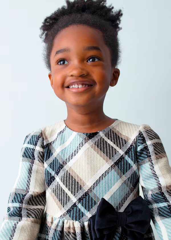 Vestido cuadros azul terciopelo