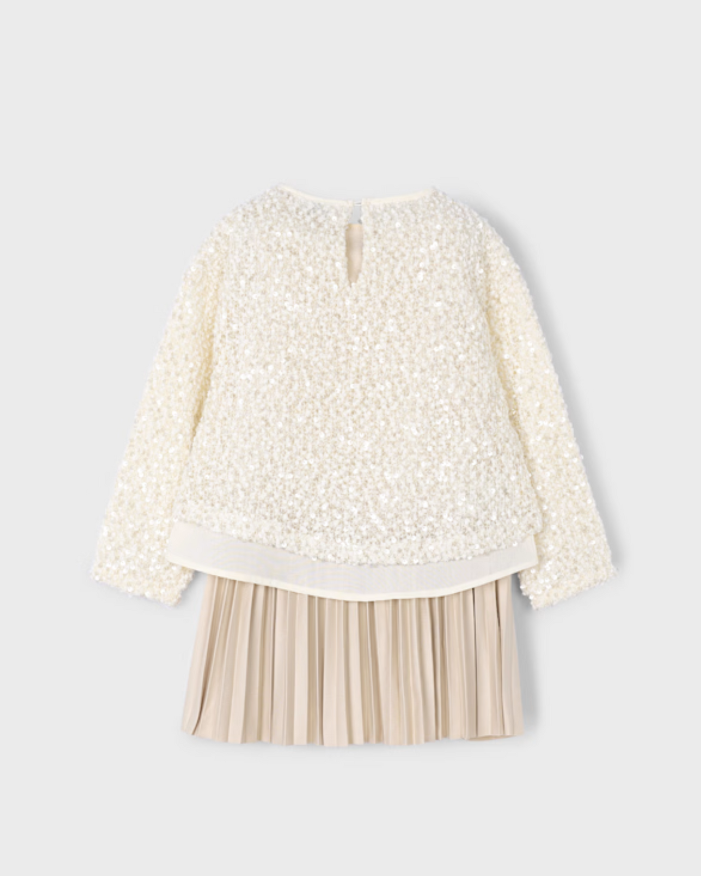 Vestido combinado lentejuelas color arena