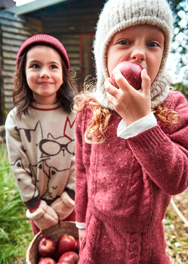 Conjunto falda y jersey cereza