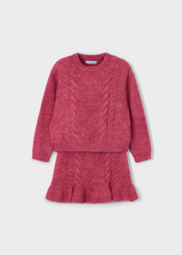 Conjunto falda y jersey cereza