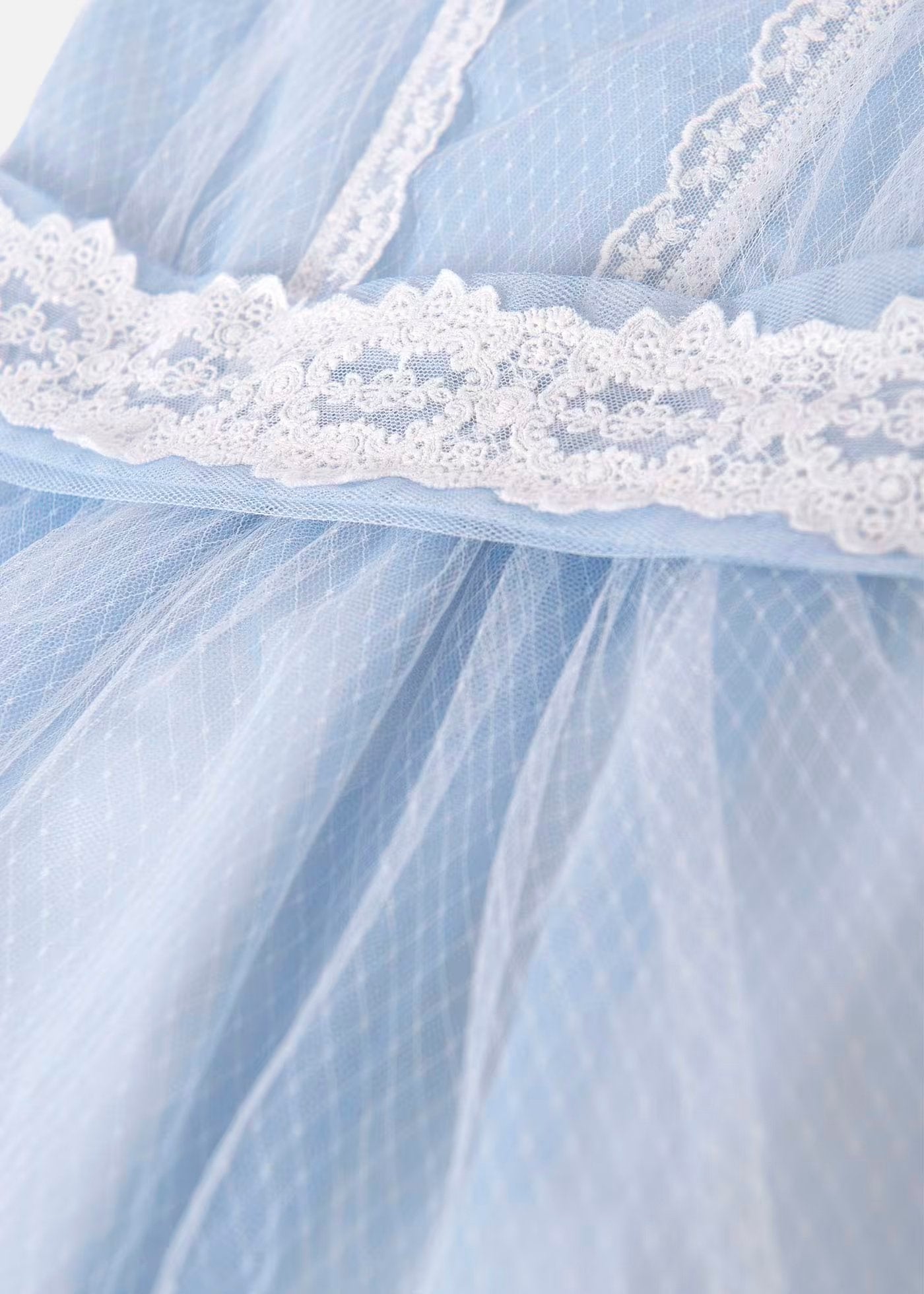 vestido tul color cielo