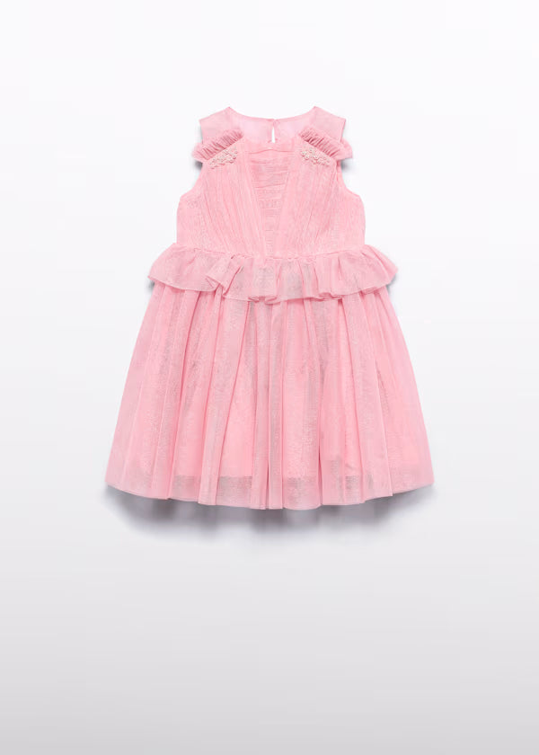 Vestido Tul Brillo Rosa