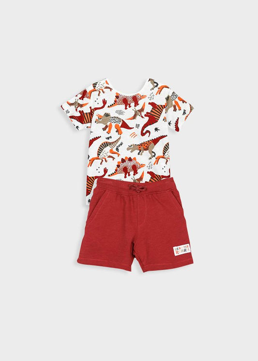 conjunto camiseta dinosaurios short algodón