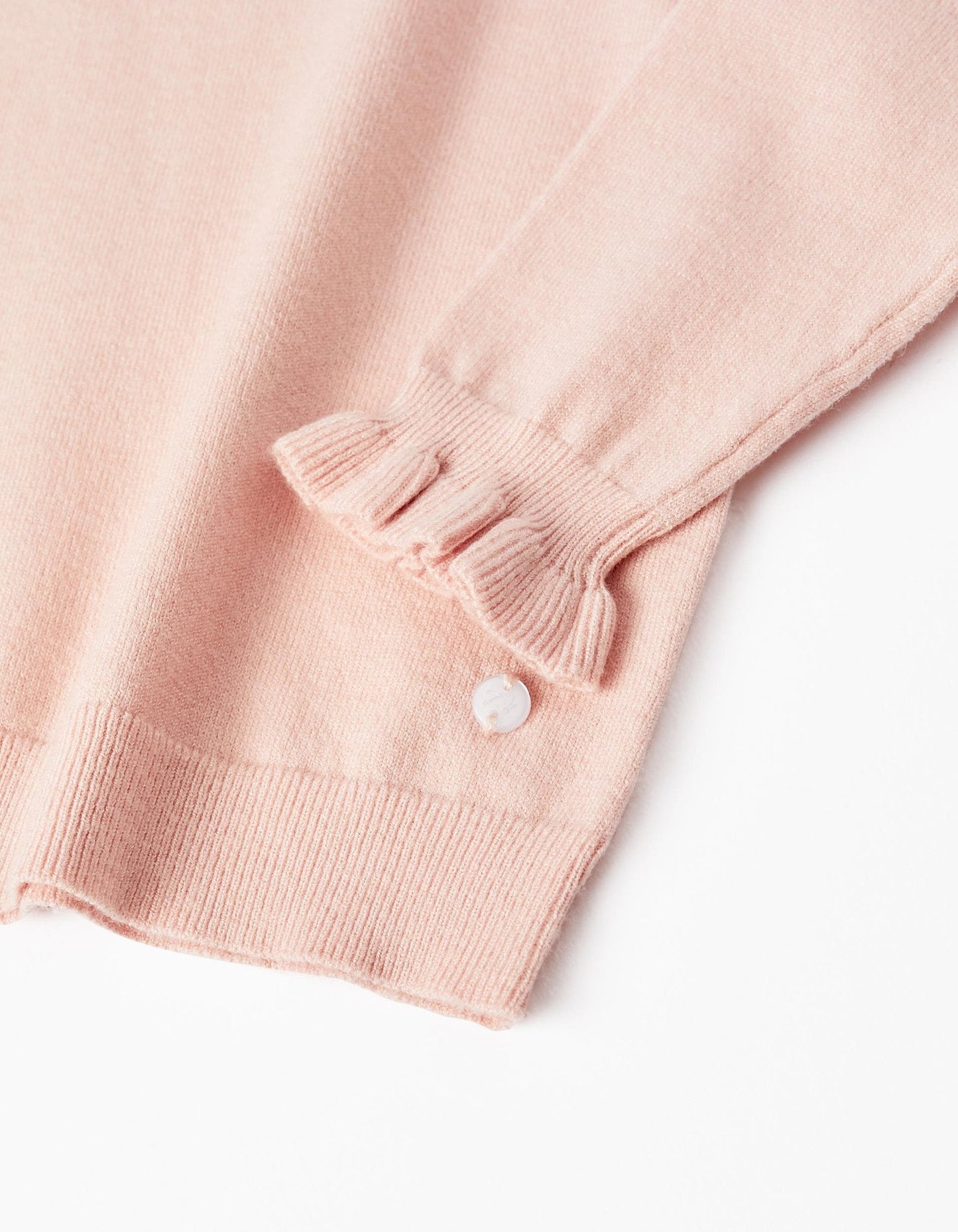 sudadera de punto con volantes en cuello y brazos