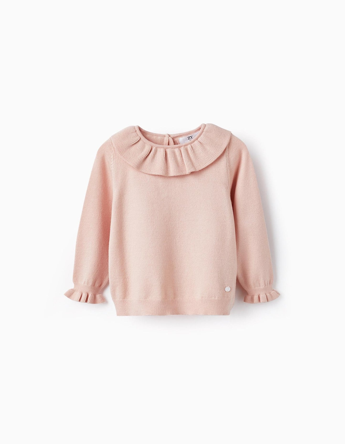 sudadera de punto con volantes en cuello y brazos