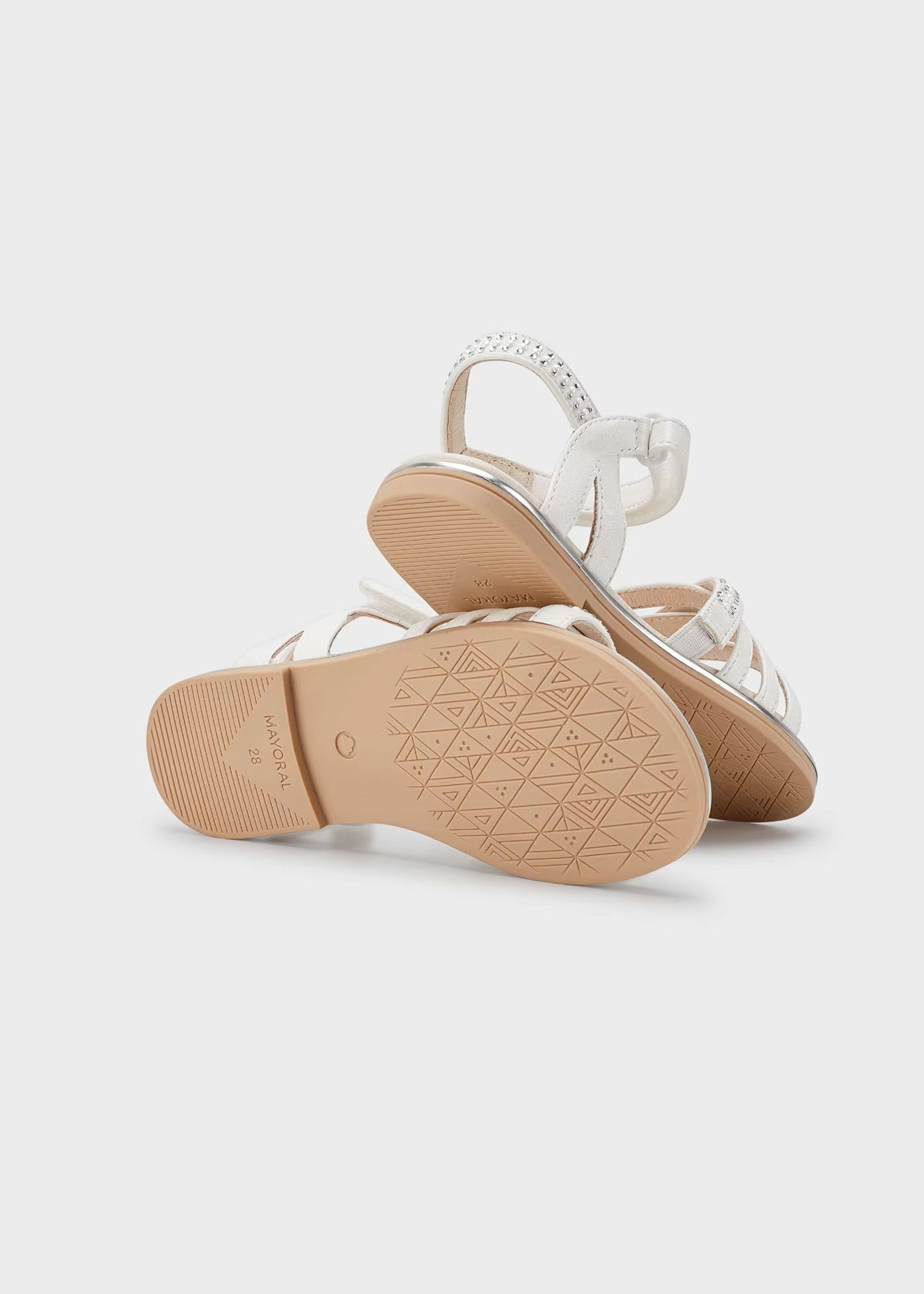 sandalias strass color blanco con cierre velcro