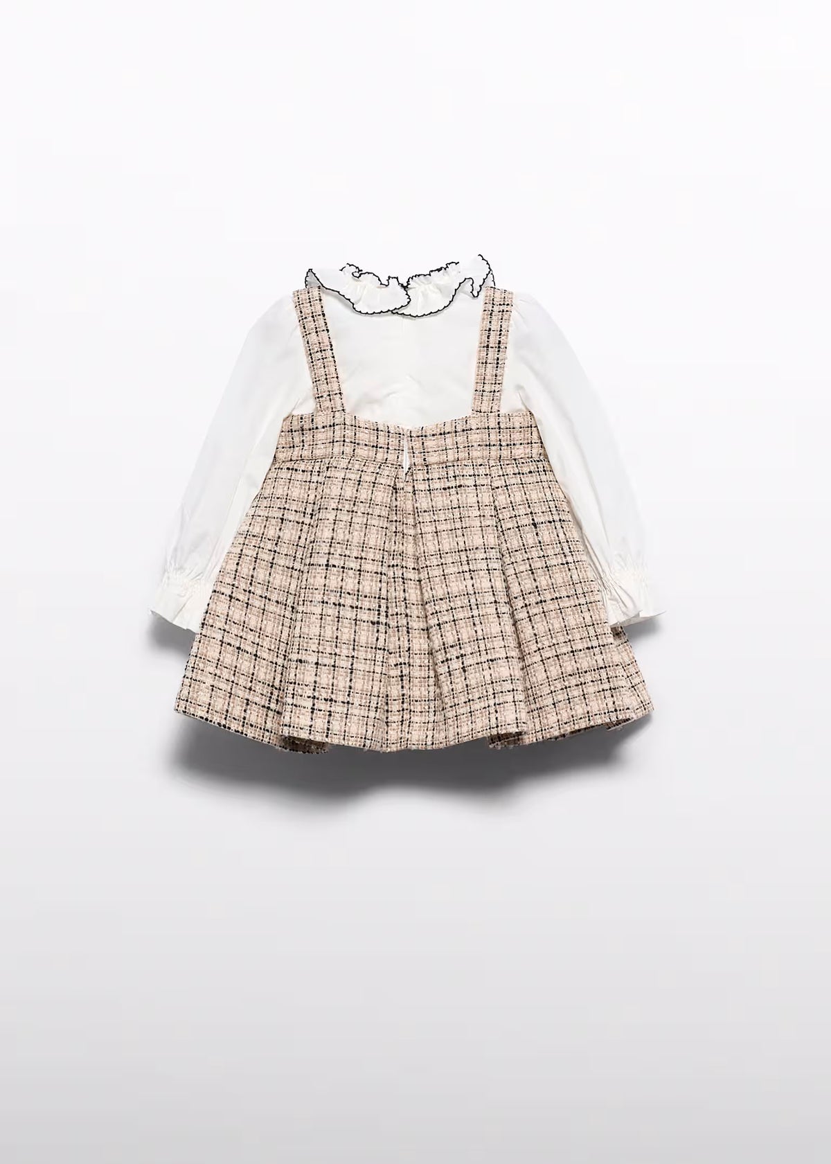 Vestido pichi tweed cuadros mazapán