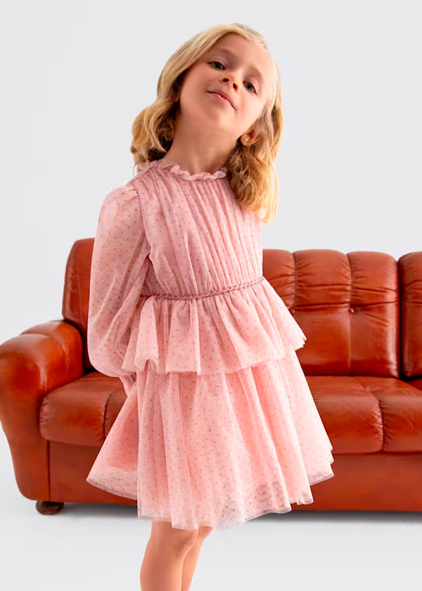 PREVENTA Vestido Tul Glitter rosa pétalo