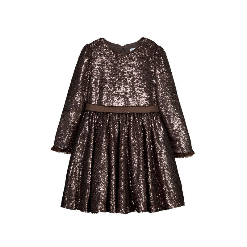 Vestido lentejuelas color trufa