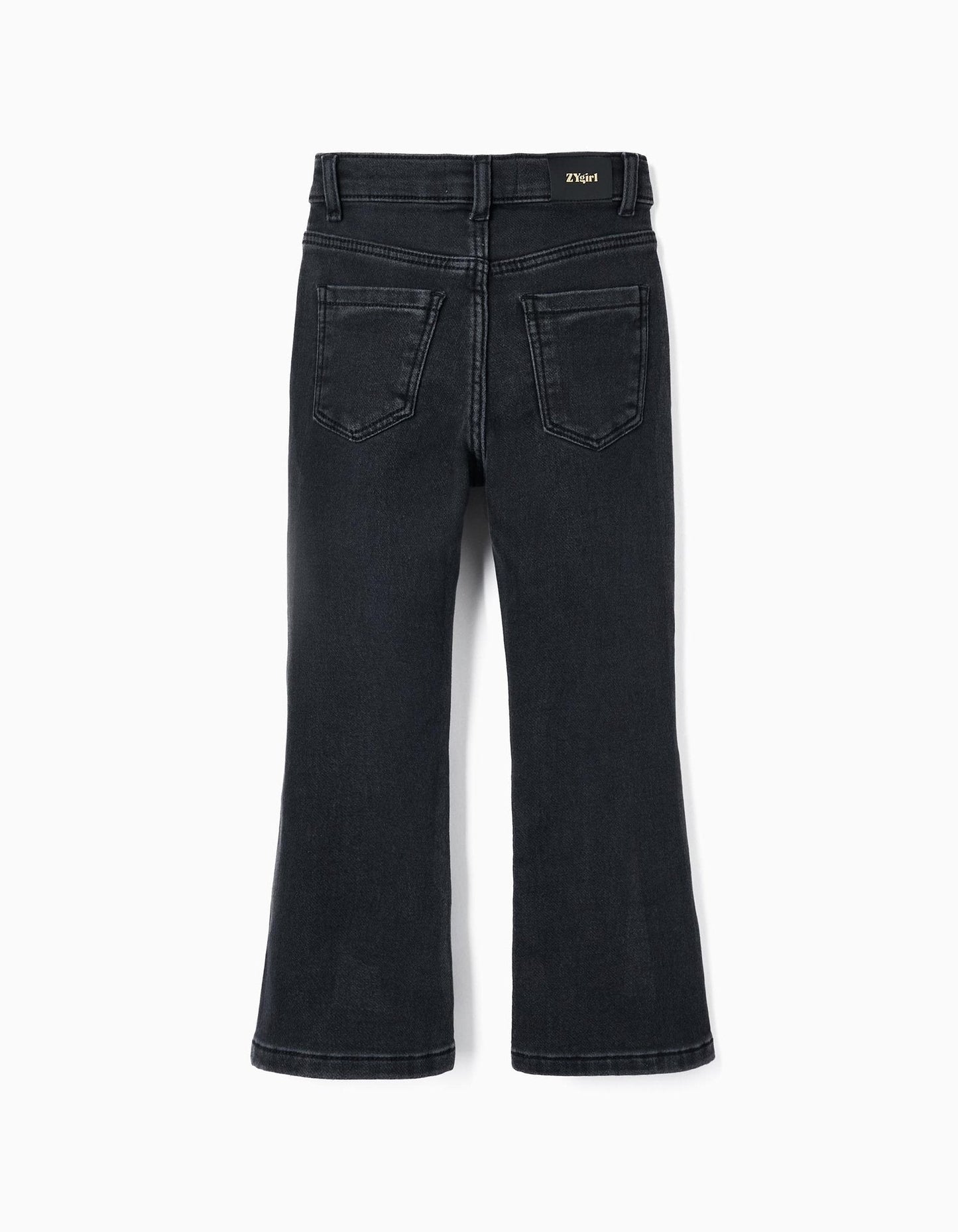 pantalón vaquero, denim negro, flare fit para niña. zippy.