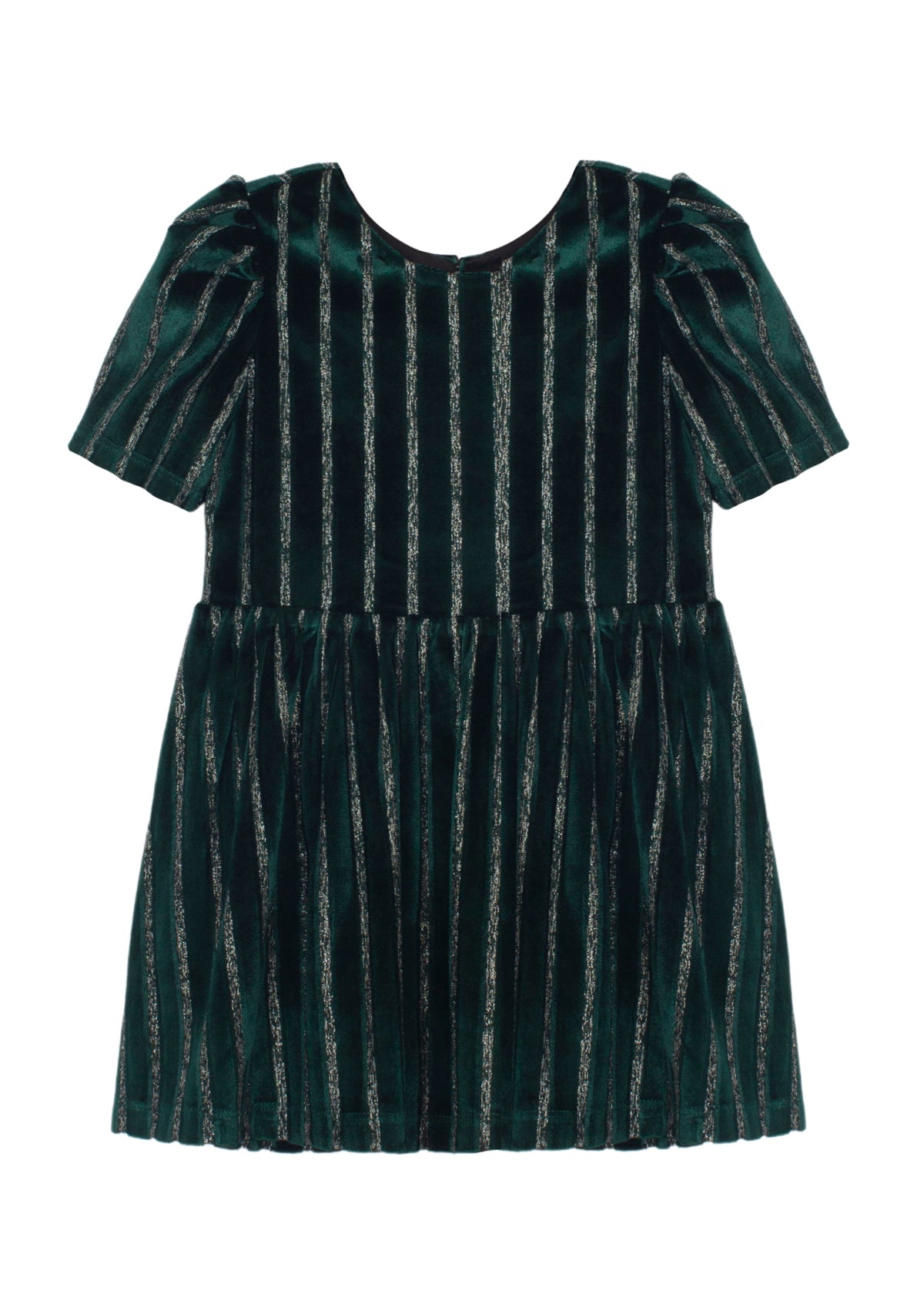 Vestido Terciopelo Verde lineas verticales metalicas