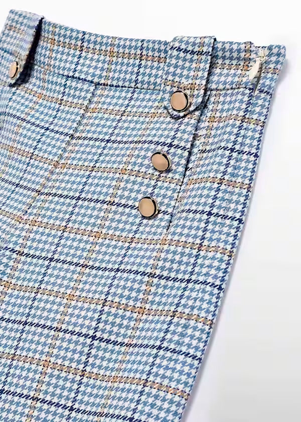 Conjunto jersey azul y pantalón a cuadros