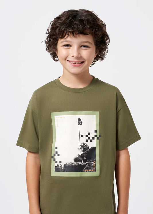 camiseta color verde jungla para niño, marca mayoral