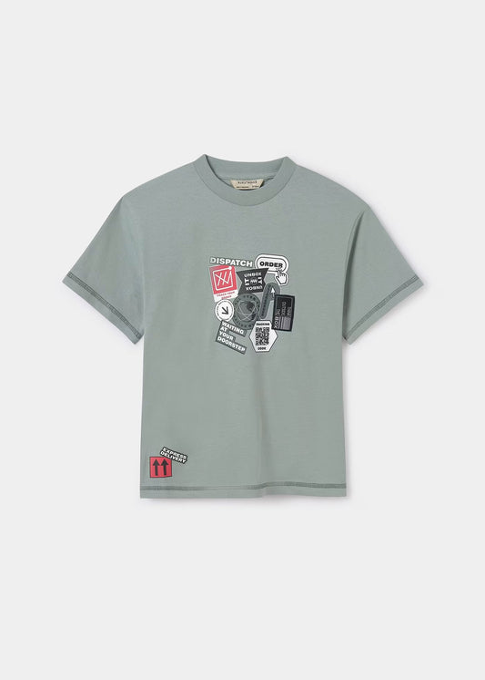 camiseta mayoral color verde mineral para niño