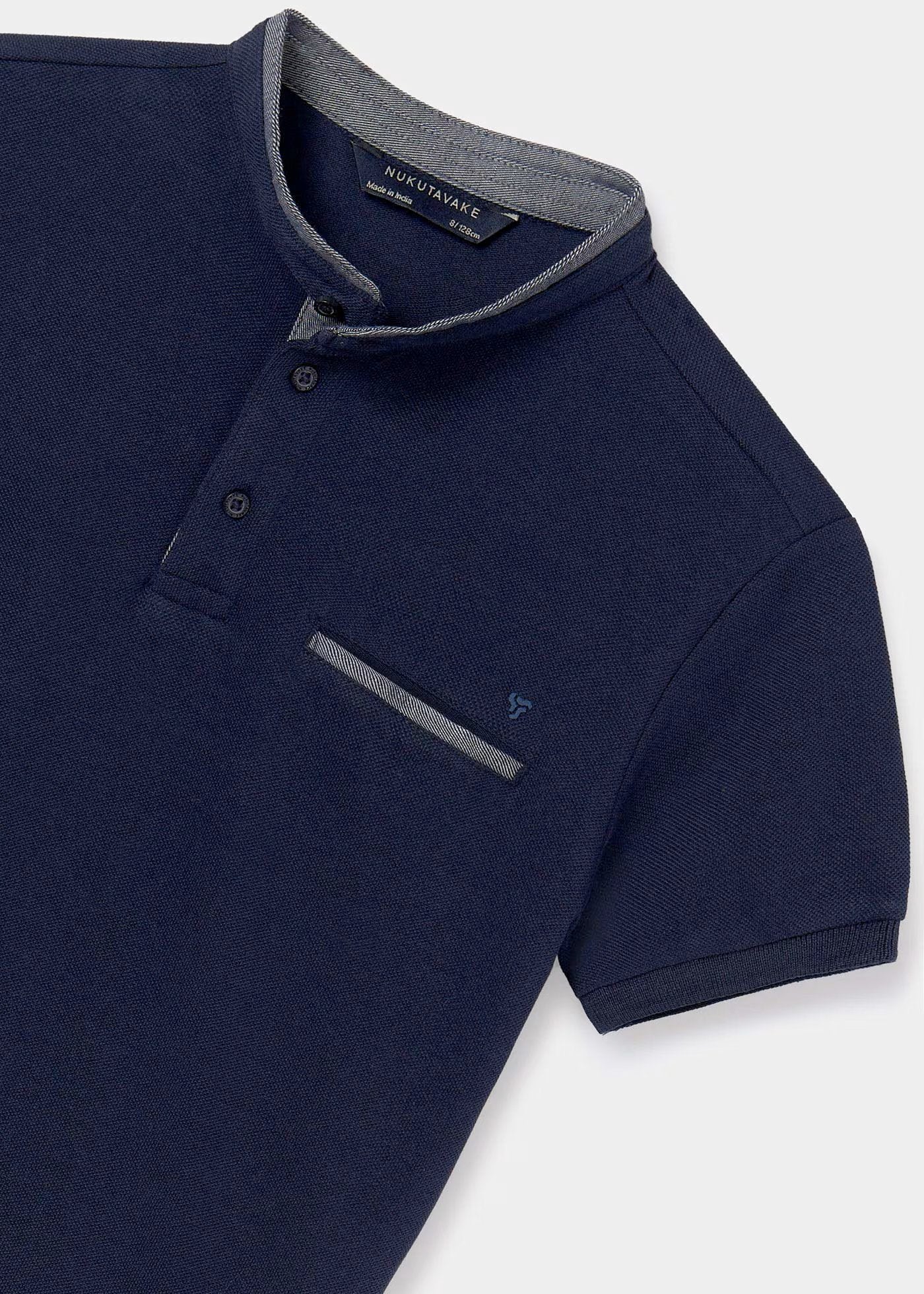 camiseta polo, algodón cuello mao, color marino