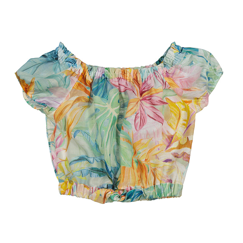 conjunto blusa flores short lila